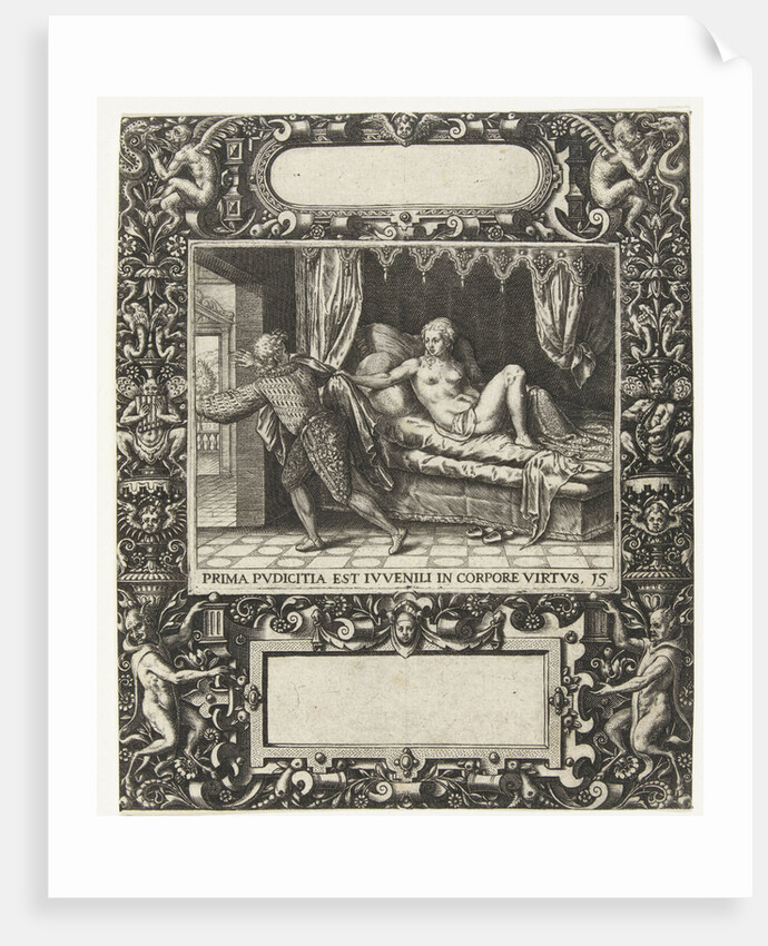 Picture frame with an elongated cartouche with rounded sides by Theodor de Bry