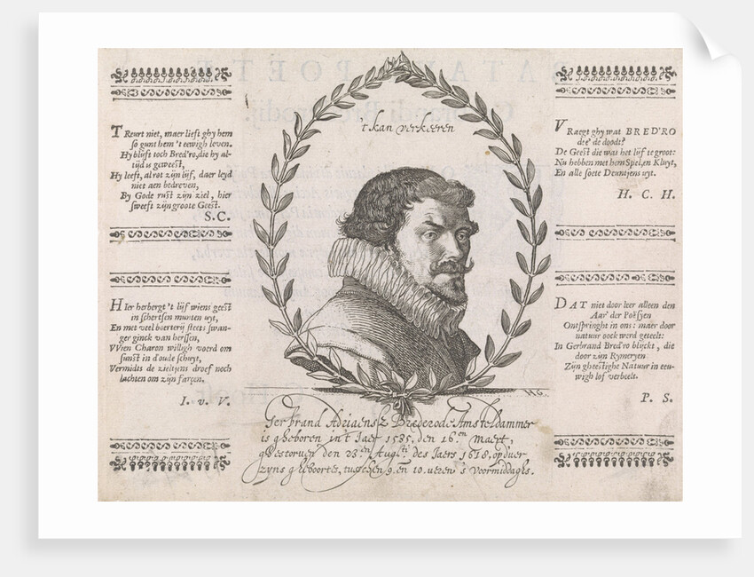 Portrait of Gerbrand Adriaensz. Bredero by Samuel Coster