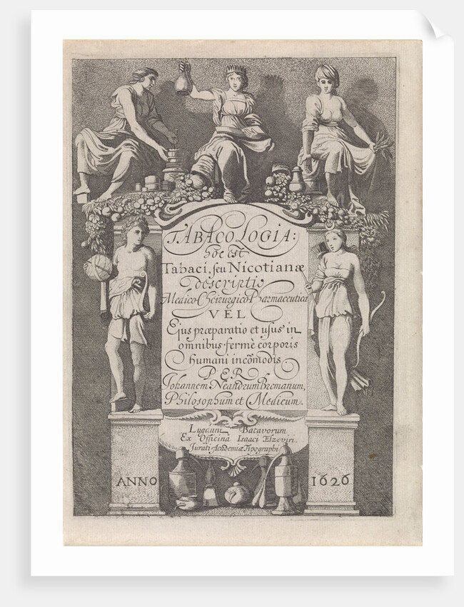 Allegory with Apollo and Diana and three personifications of pharmacy by Isaac Elzevier