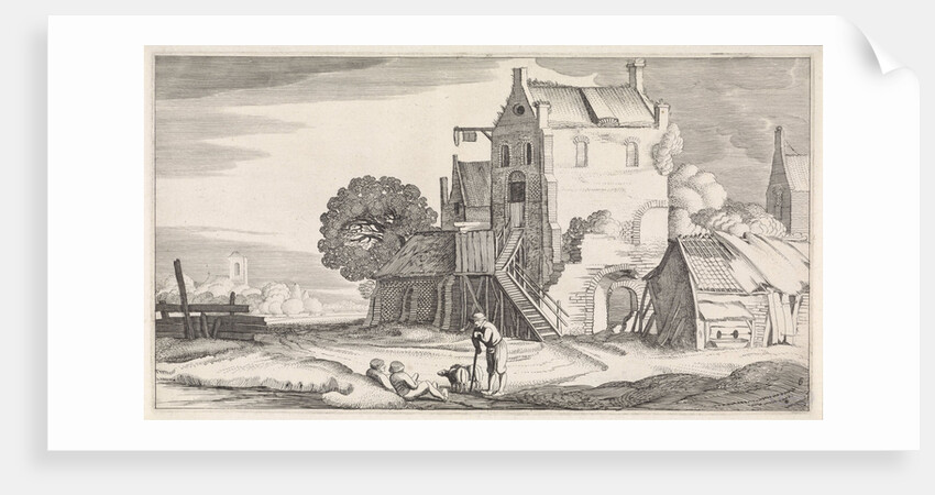 Three figures conversing at an inn by Jan van de Velde II