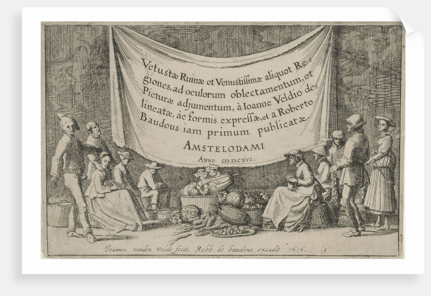 Figures with baskets of fruit and vegetables by Jan van de Velde II