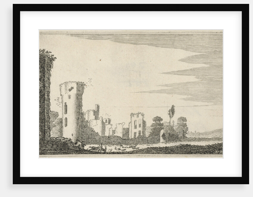 Goatherd in a ruined castle by Jan van de Velde II