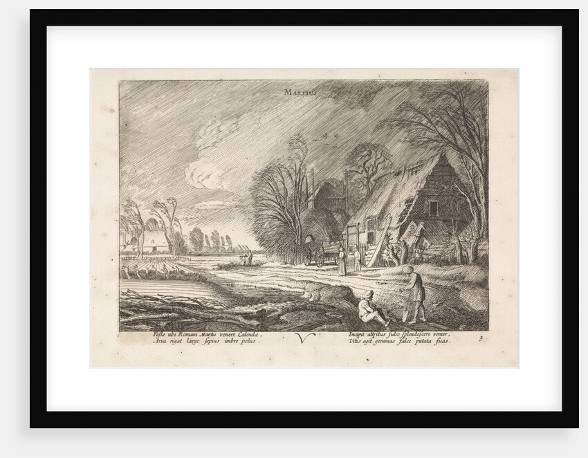 Figures at a farm in the rain: March by Jan van de Velde II