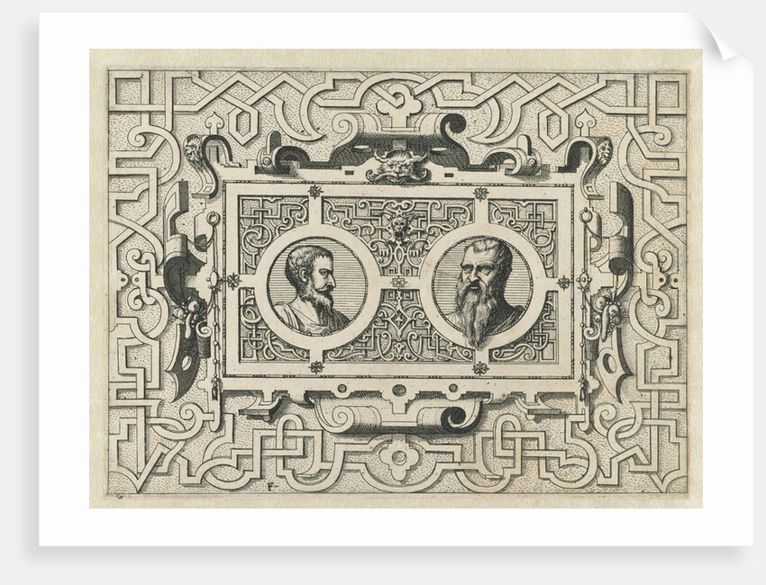 Cartouche surrounded by moresque motives by Hieronymus Cock