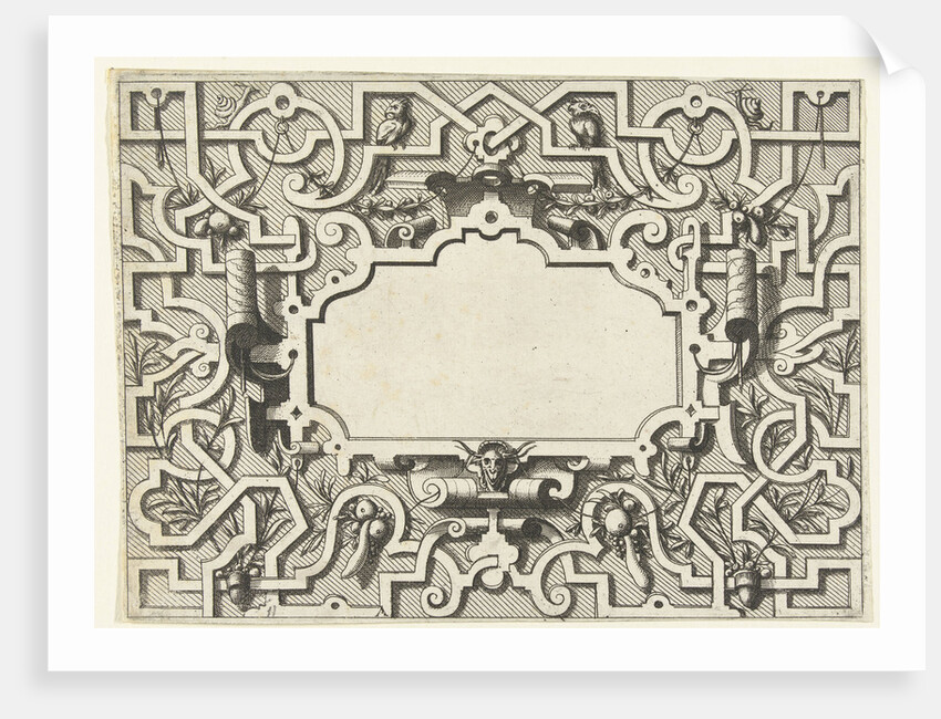 Cartouche surrounded by moresque motives by Hieronymus Cock