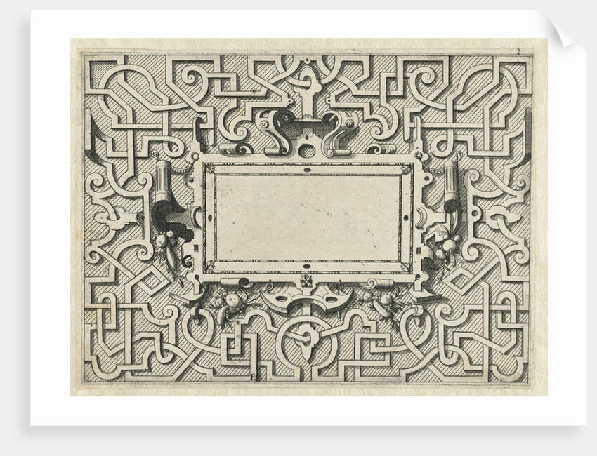 Rectangular cartouche surrounded by moresque motives by Hieronymus Cock