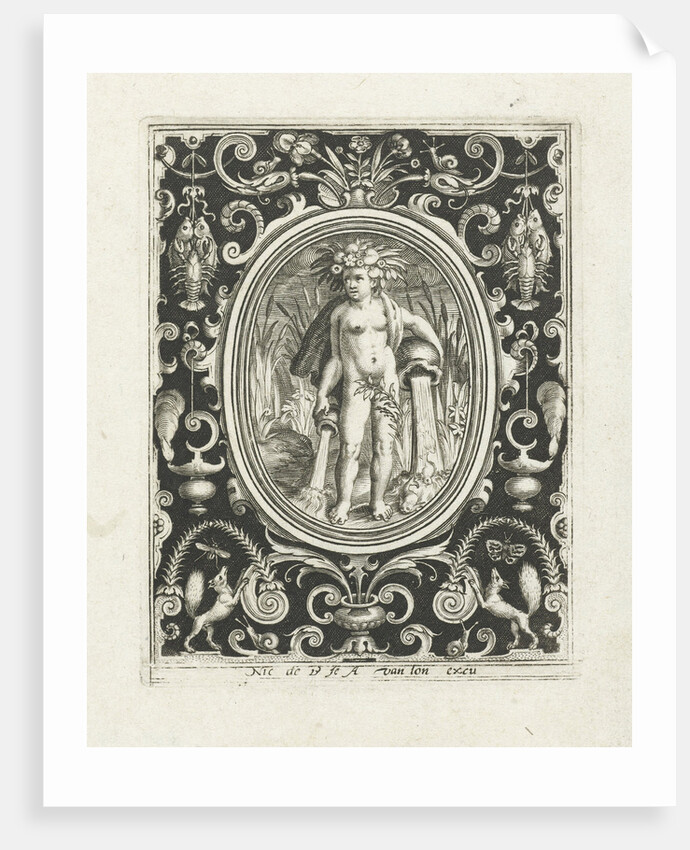 Element water as a young man with vases from which water flows by Assuerus van Londerseel