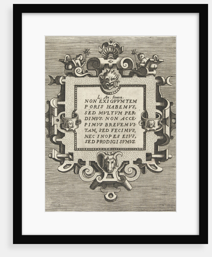 square cartouche with a quote from Seneca by Gerard de Jode
