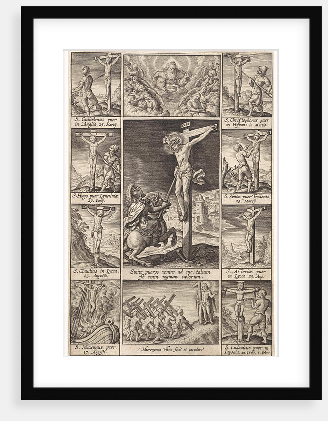 Christ on the cross and the lance carrier by Hieronymus Wierix