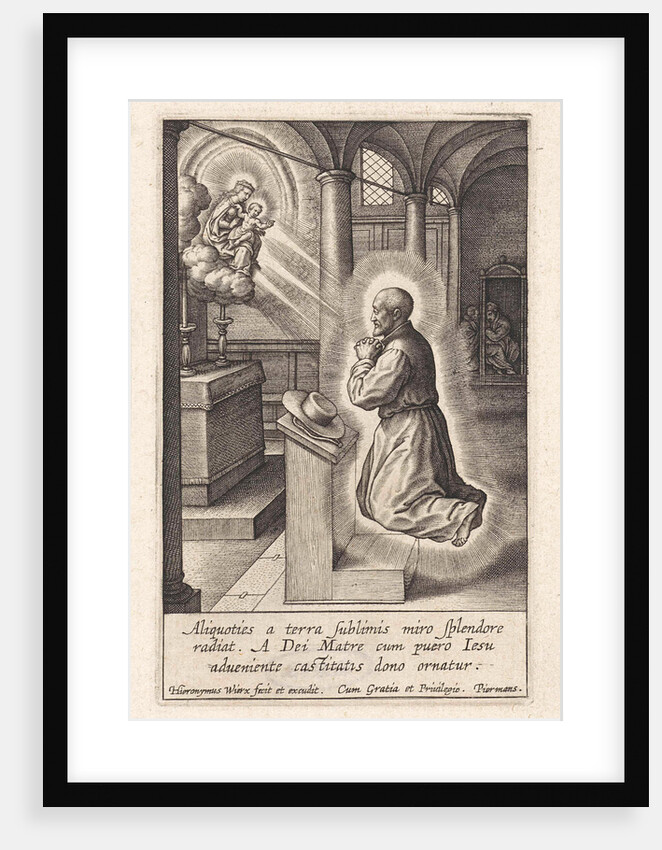 Ignatius Loyola has a vision of Mary with the Christ Child by Hieronymus Wierix