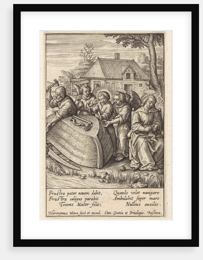 Christ child builds a ship by Hieronymus Wierix