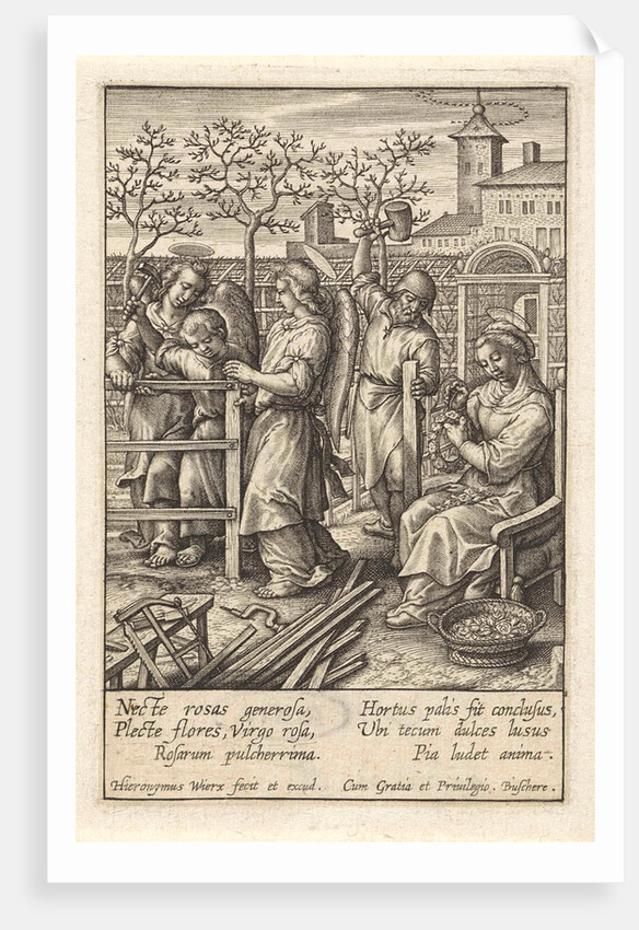 Christ child builds a fence by Hieronymus Wierix