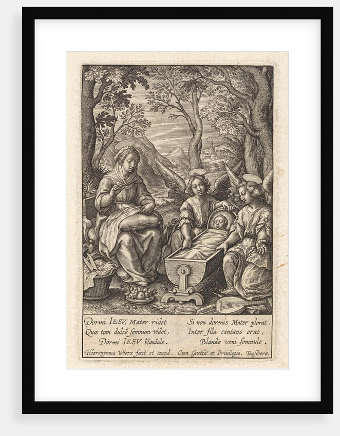 Christ child sleeps in the crib by Hieronymus Wierix