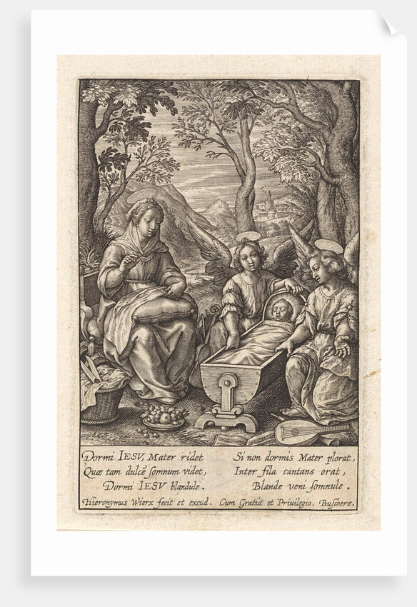 Christ child sleeps in the crib by Hieronymus Wierix