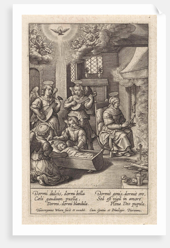 Mary sleeping in her crib by Hieronymus Wierix