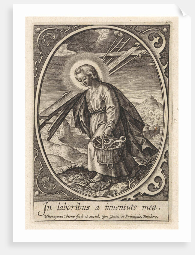 Christ child carries the passion equipment by Hieronymus Wierix