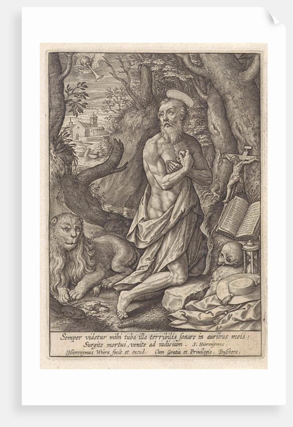 St. Jerome as a penitent in the desert by Hieronymus Wierix