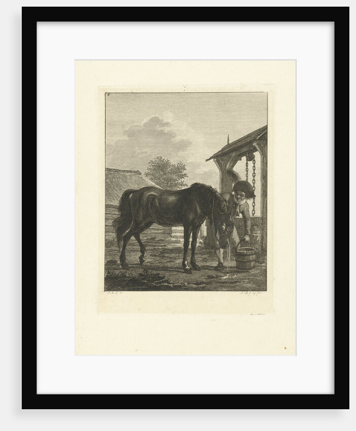 A man and a horse near a well by Jan Anthonie Langendijk Dzn
