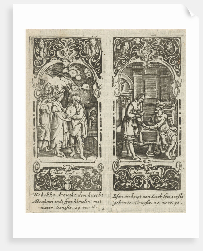 Rebecca and Eliezer at the well, Esau sells his birthright by Anonymous