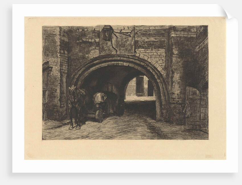 Vehicle with horse under an old gate by Willem Steelink II