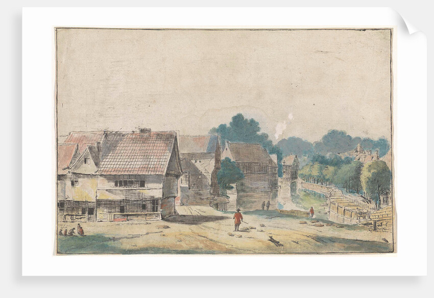Village with houses with timber by Josua de Grave