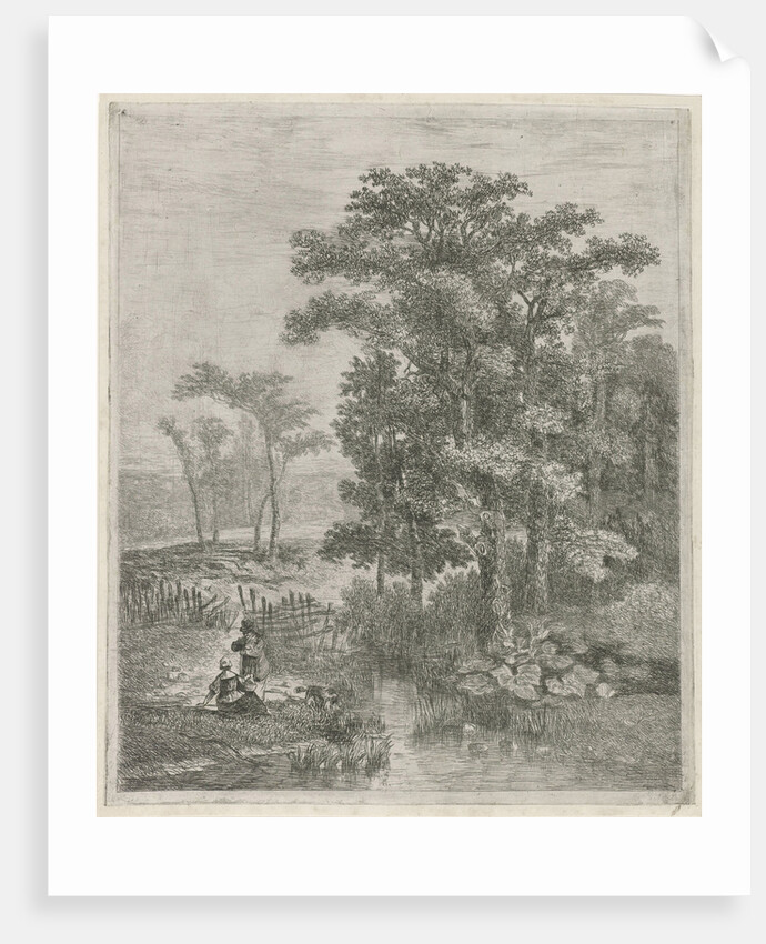 Man and woman at a trickle by Hermanus Jan Hendrik van Rijkelijkhuysen