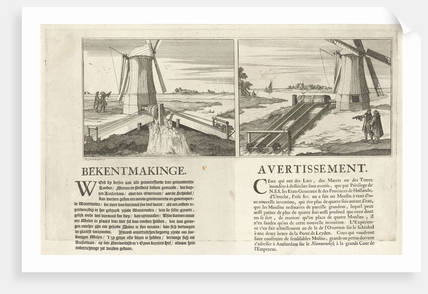 Announcement of a new type of water mill by Caspar Luyken