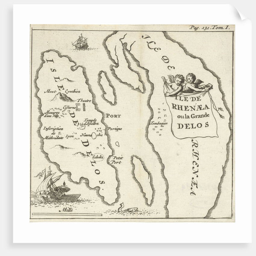 Map of the Cycladic islands of Delos and Rhenia, Greece by Hendrick and Dirk Boom