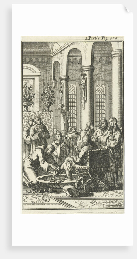 Foot Washing of travelers in a monastery in Jerusalem by Charles Angot