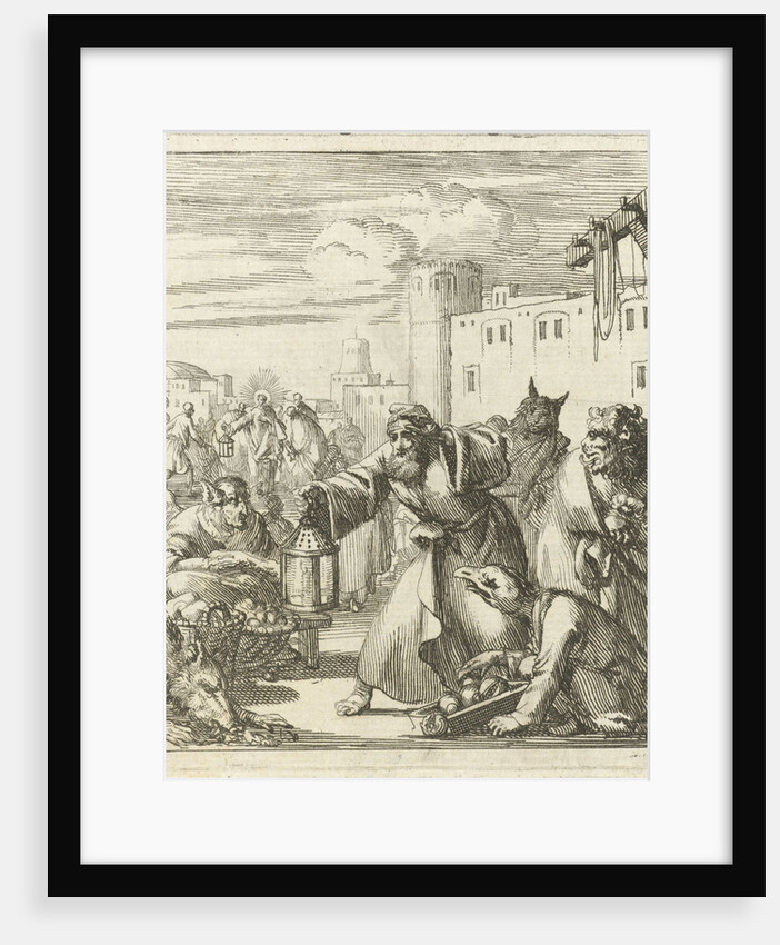 Diogenes find Satan disguised as merchant by Pieter Arentsz II