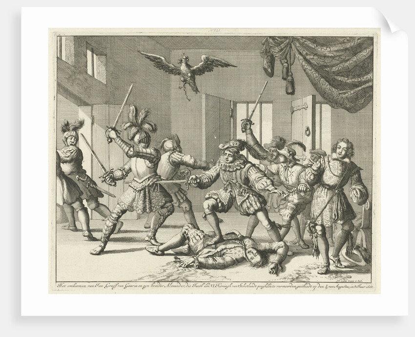 John and Alexander Ruthven slain during a battle with James I of England by Jan Luyken