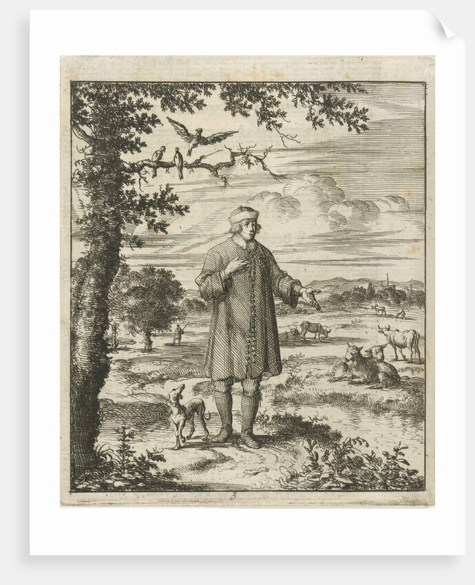 The writer William Shutter with a dog in a brook by Gerbrandt Schagen