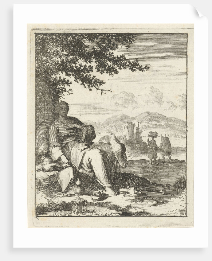 Woman sitting in the shade under a tree by Pieter Arentsz II