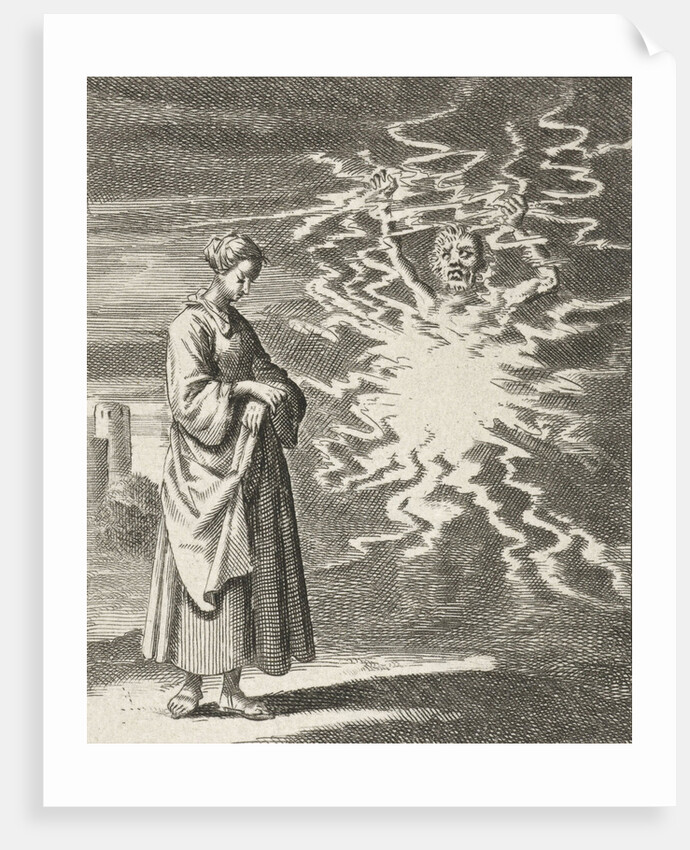 Woman walks quietly past Satan by Pieter Arentsz II