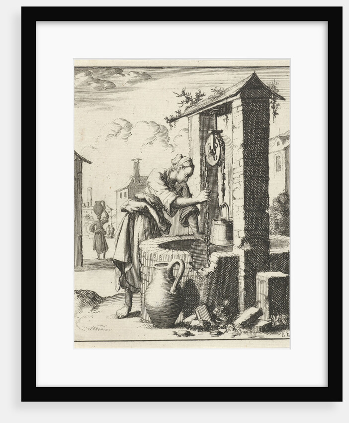 Wife gets a bucket of water from a well by Pieter Arentsz II