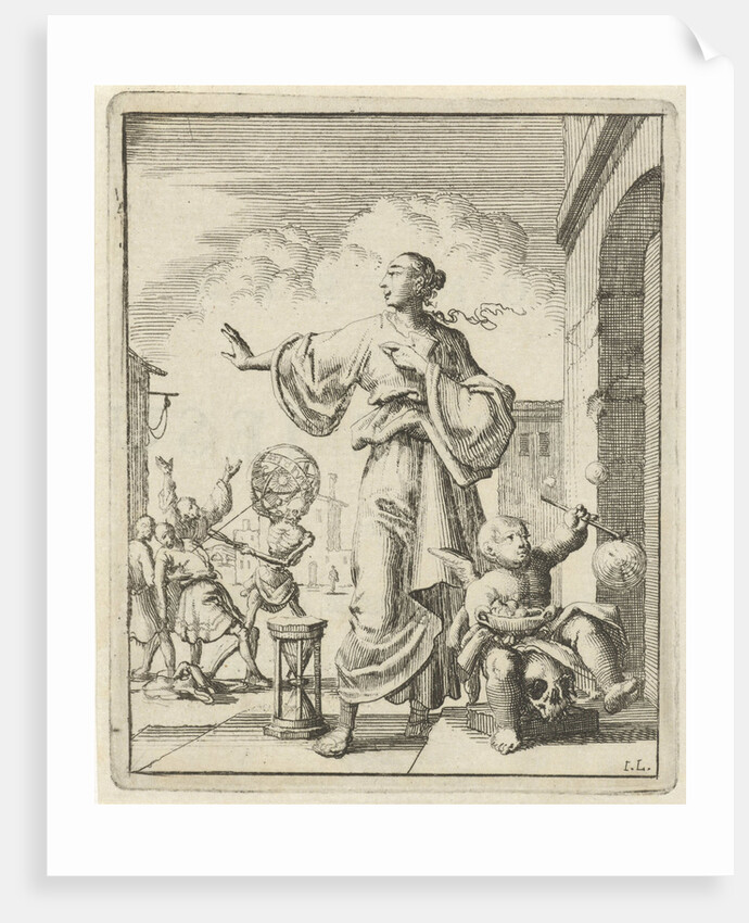 Women making defensive gesture to Death, who cuts the thread of life by Pieter Arentsz II