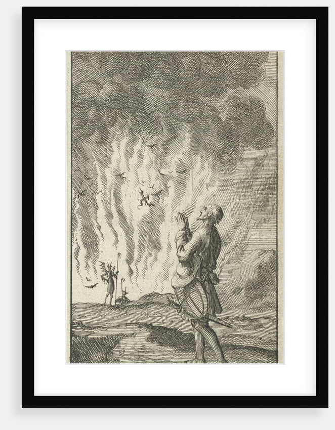 Christian is passing Hell while praying by Johannes Boekholt