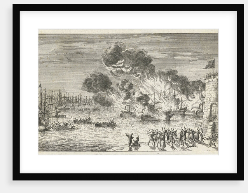 Futile effort of the Greeks to burn the Venetian fleet by Timotheus ten Hoorn