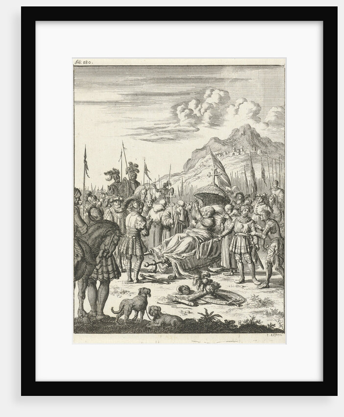 Fulk V, Count of Anjou and King of Jerusalem, dies lying on a stretcher by Timotheus ten Hoorn