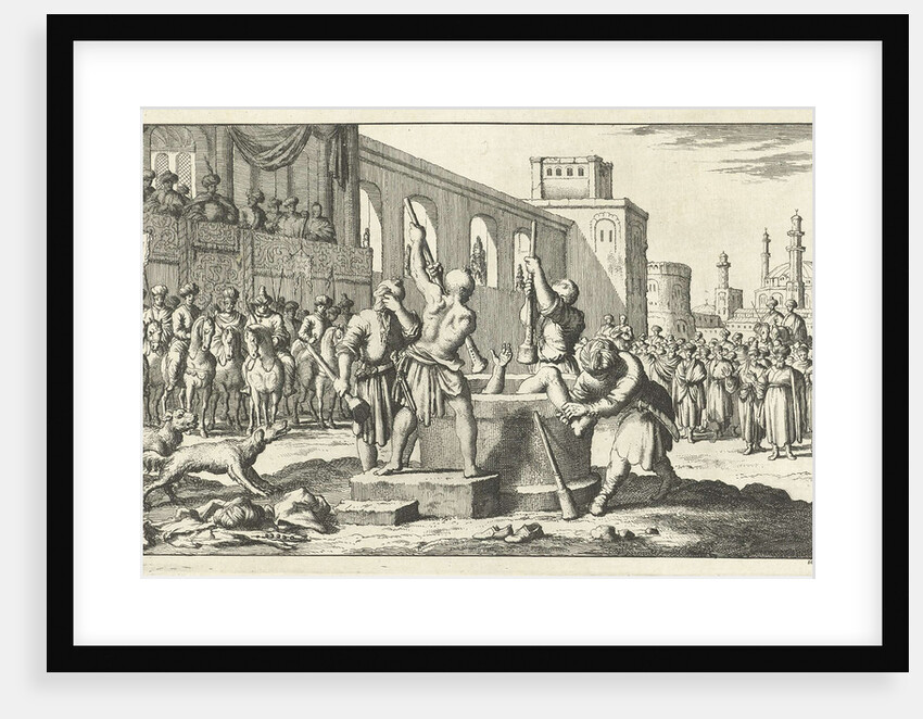 Convicted pounded by four executioners by Jan Luyken