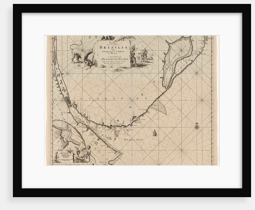 Sea chart of part of the coast of Brazil, Uruguay and Argentina by Johannes van Keulen I