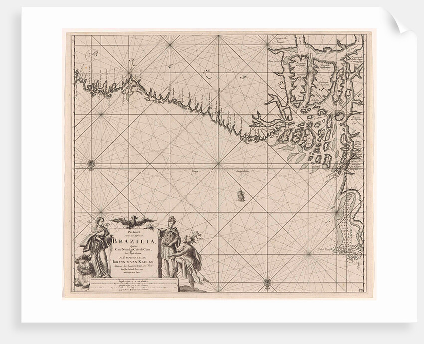 Sea chart of part of the coast of Brazil with the delta of the Amazon river by Johannes van Keulen I