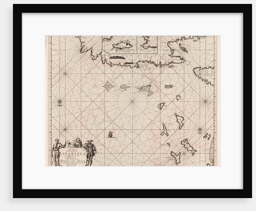 Sea chart of the north coast of Hispaniola, with two insert cards by Johannes van Keulen I