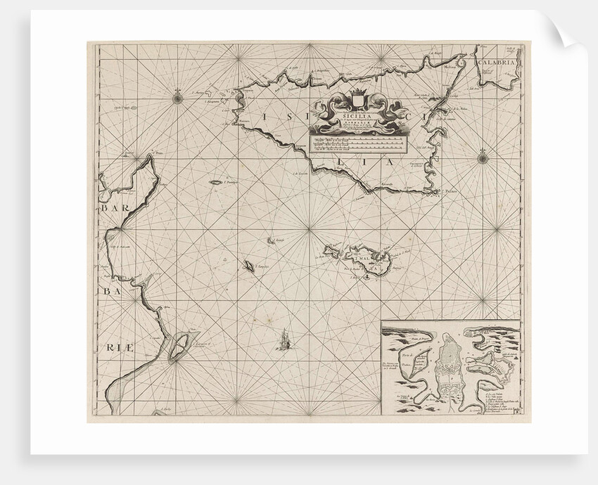 Map of the islands of Sicily and Malta and part of the coast of Tunisia by Anonymous