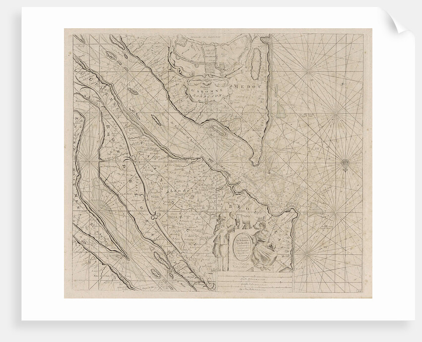 Sea chart of the River Gironde to Bordeaux by Johannes van Keulen I