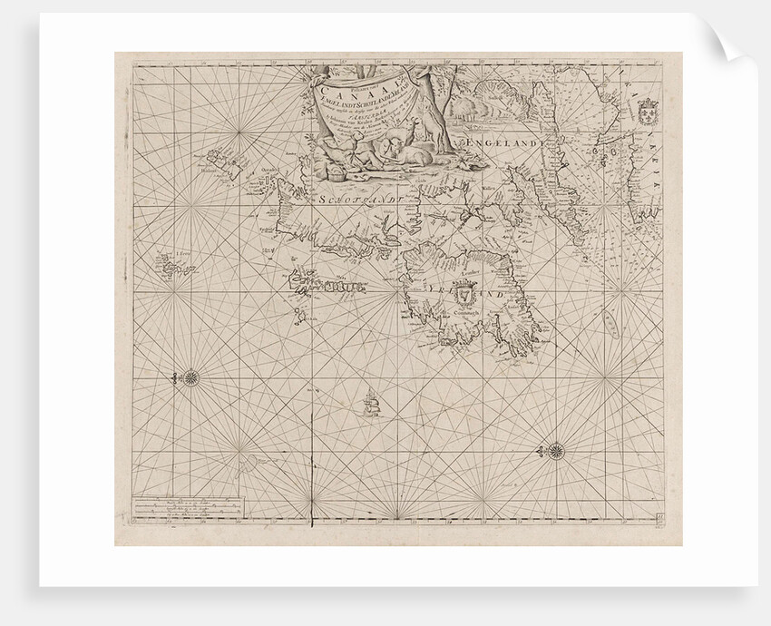 Sea chart of the coast of Ireland, Scotland, England and France by Johannes van Keulen I