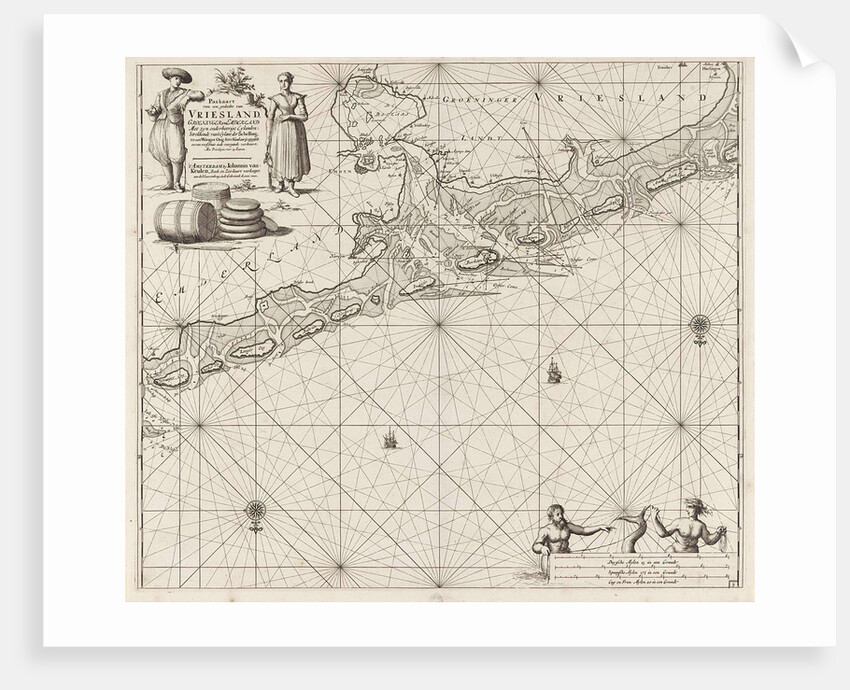 Sea chart of a large part of the Wadden by unknown