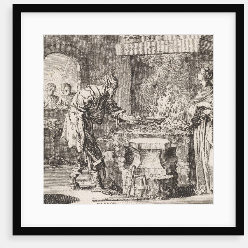 Lady World and the devil in a smithy by Jan Luyken