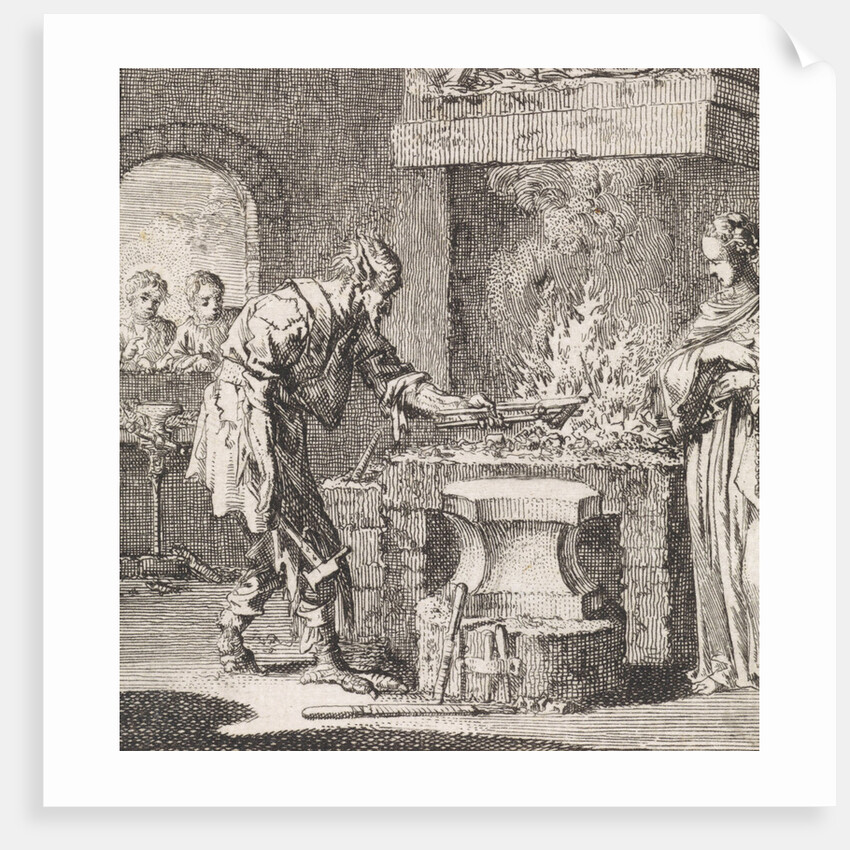 Lady World and the devil in a smithy by Jan Luyken