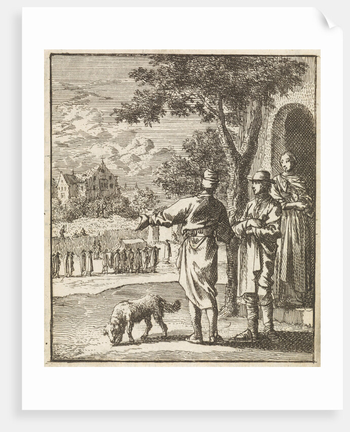 Two men witness a funeral passing by Cornelis van der Sys